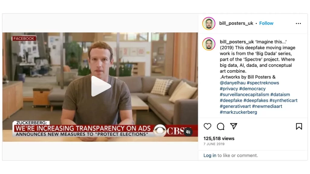 Deepfake Video of Mark Zuckerberg 